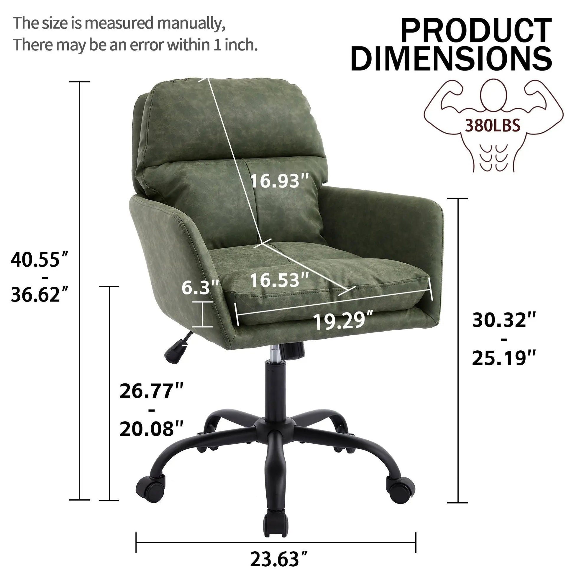 Office chair with adjustable height, ergonomic green upholstered by Unique Piece Furniture on Tampa Home & Garden Store