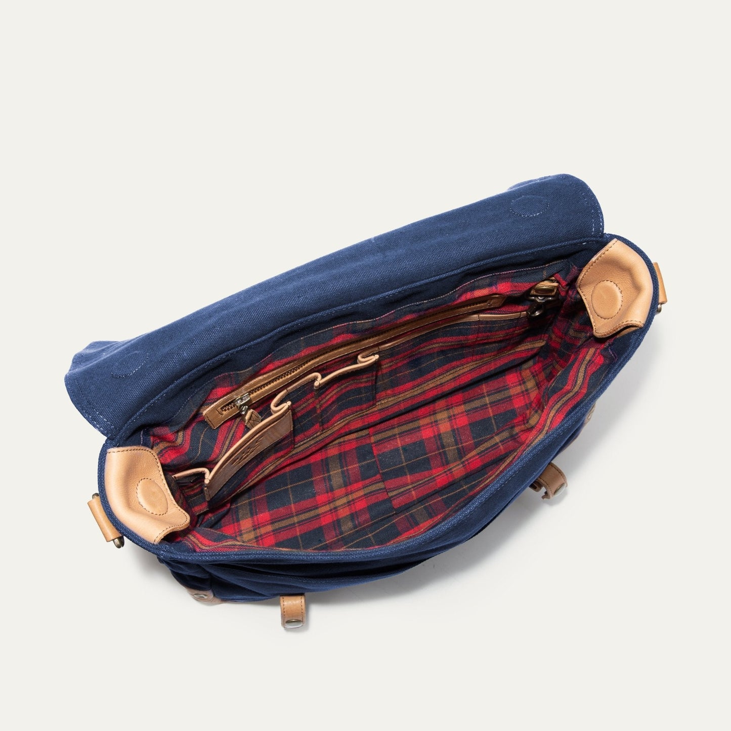 Wallace Messenger Bag by Will Leather Goods blue denim exterior on Tampa Home & Garden Store