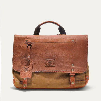 Wallace Messenger Bag brown leather by Will Leather Goods with top handle on Tampa Home & Garden Store
