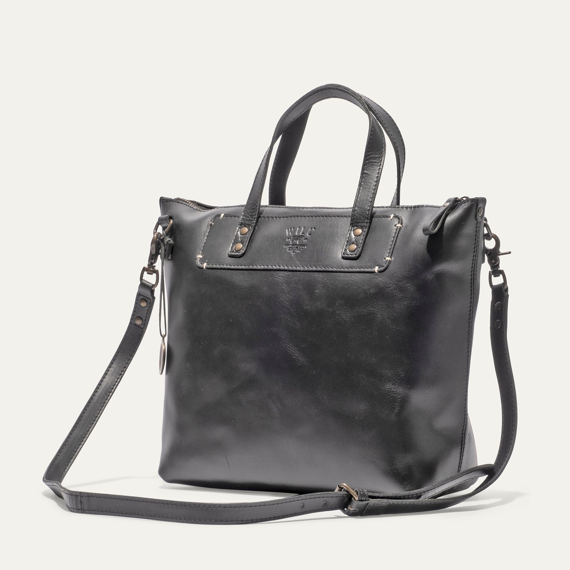 Simple Satchel bag, black leather with crossbody strap by Will Leather Goods on Tampa Home & Garden Store