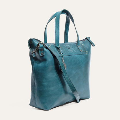 Simple Satchel bag in teal leather with top handles by Will Leather Goods on Tampa Home & Garden Store
