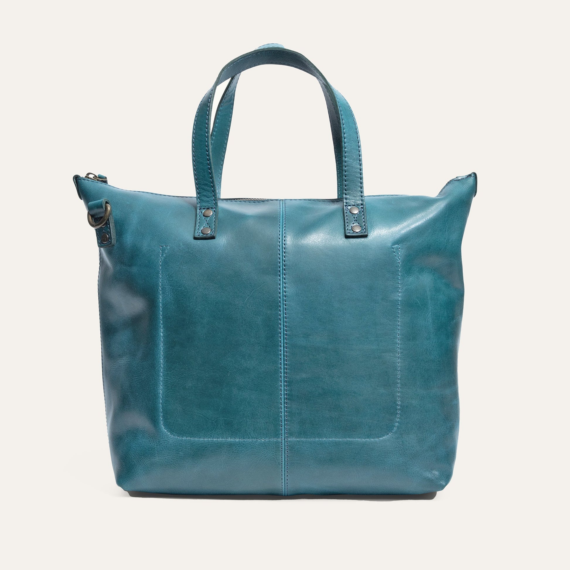 Will Leather Goods Simple Satchel bag in teal leather with top handles on Tampa Home & Garden Store