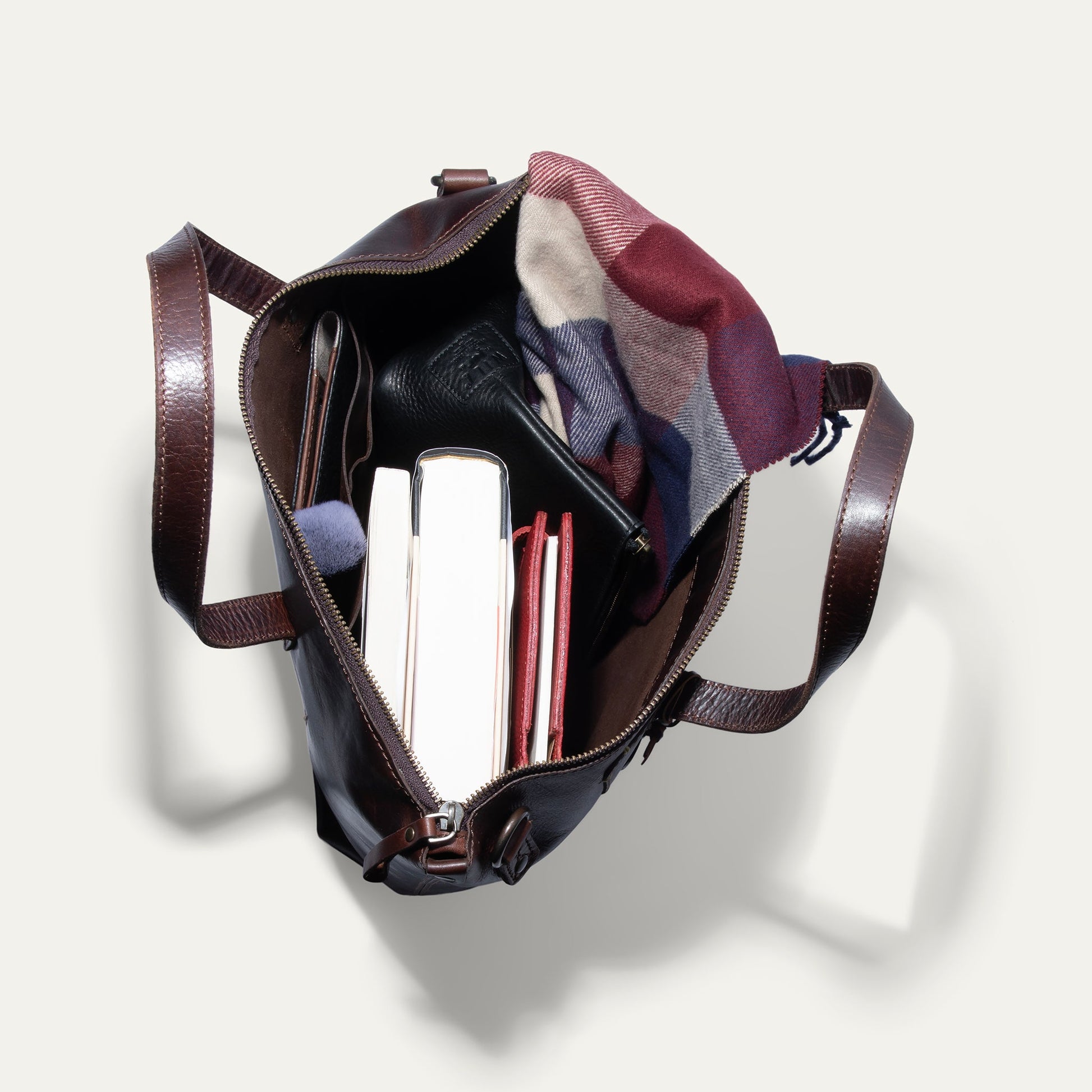 Simple Satchel by Will Leather Goods in dark brown leather with brass hardware on Tampa Home & Garden Store