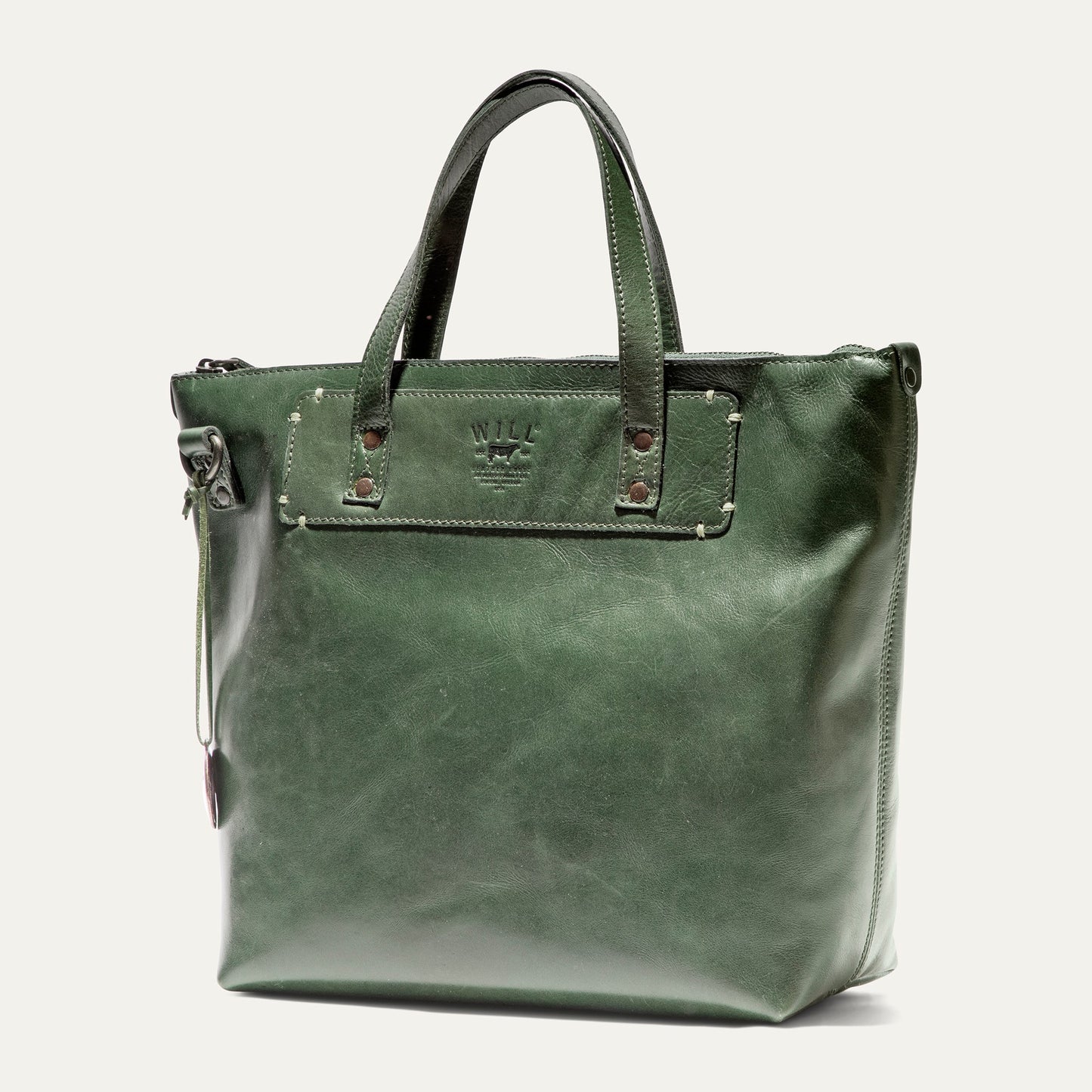 Simple Satchel bag by Will Leather Goods in green leather with reinforced handles on Tampa Home & Garden Store