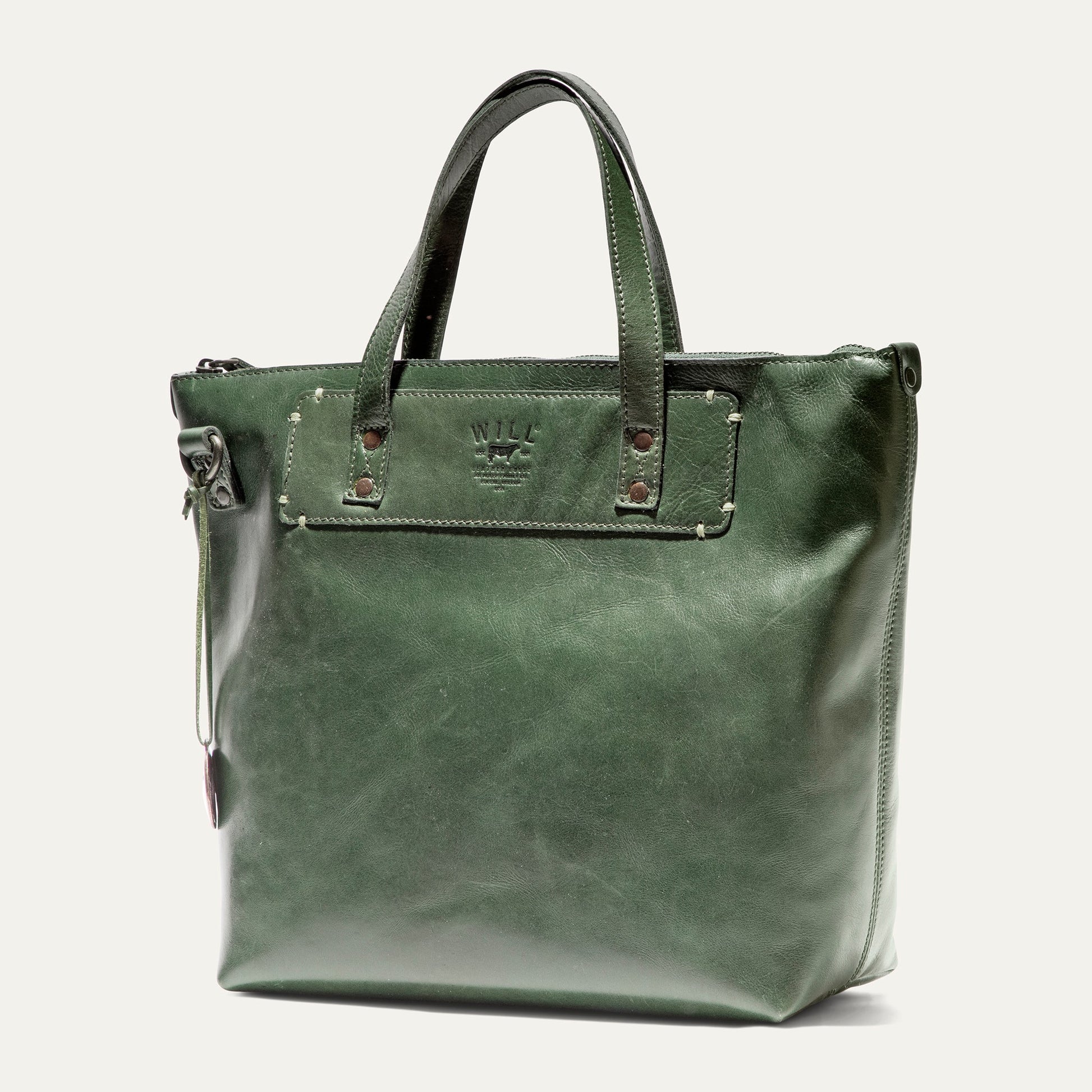 Simple Satchel bag by Will Leather Goods in green leather with reinforced handles on Tampa Home & Garden Store