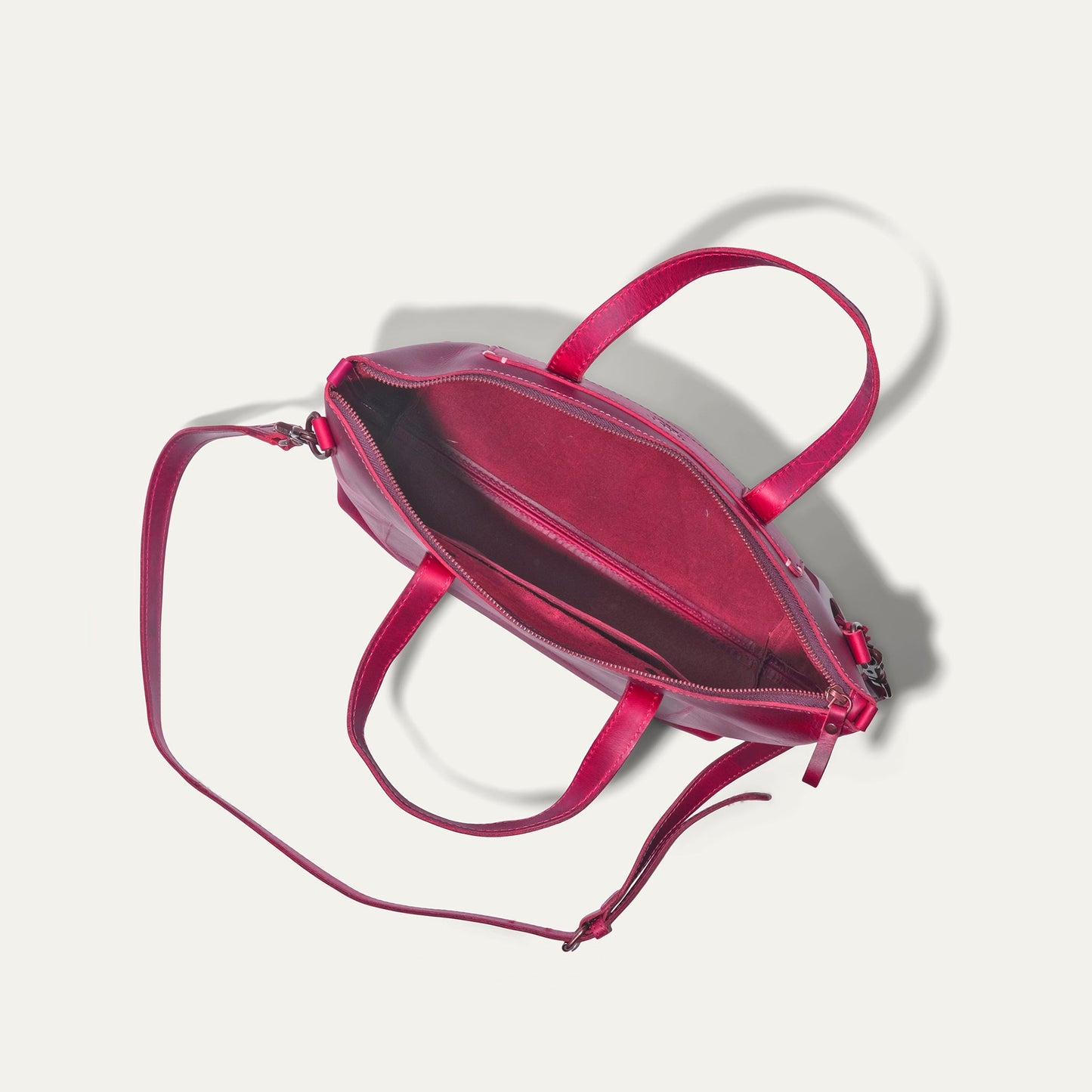 Will Leather Goods Simple Satchel in pink leather with zip closure and crossbody strap on Tampa Home & Garden Store
