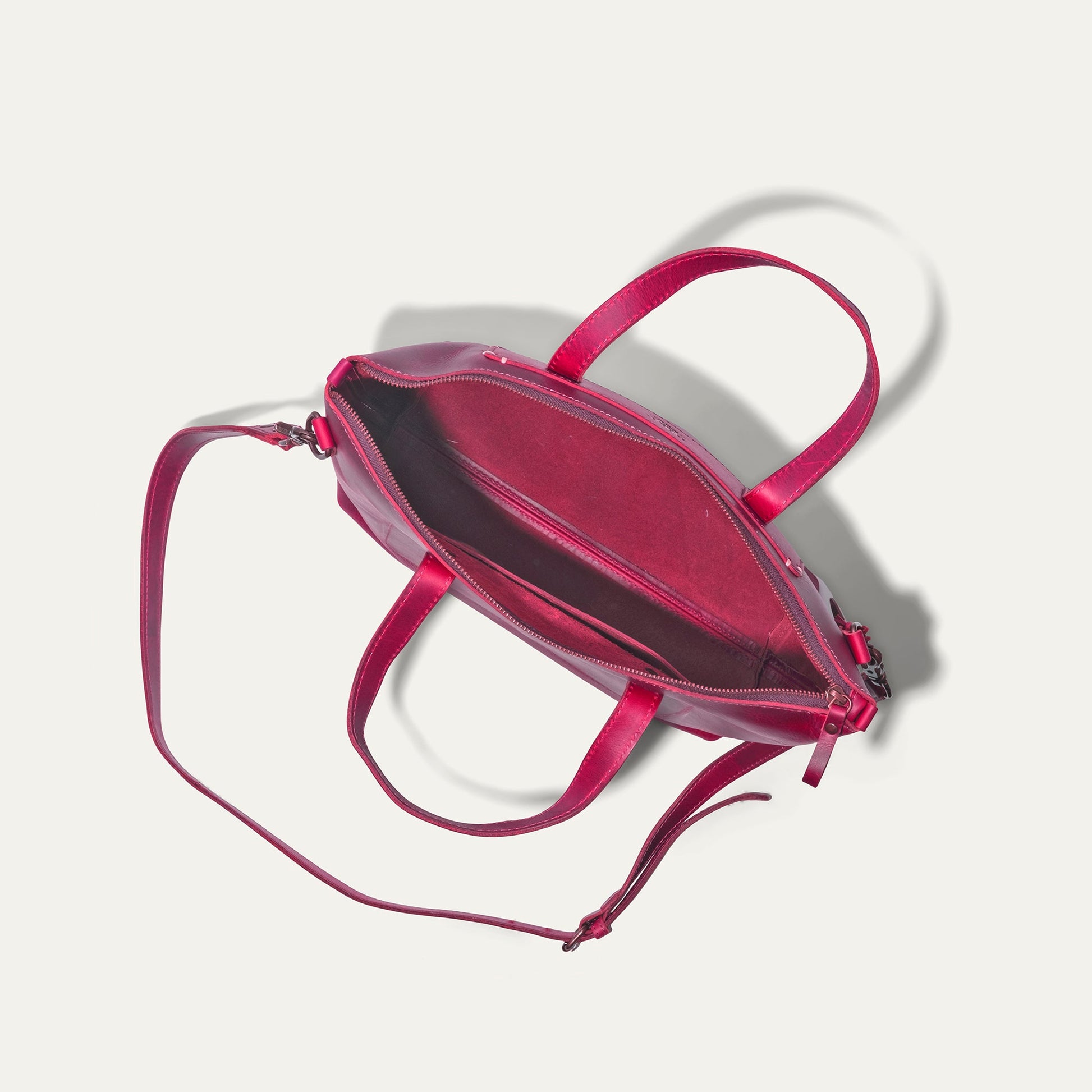 Will Leather Goods Simple Satchel in pink leather with zip closure and crossbody strap on Tampa Home & Garden Store