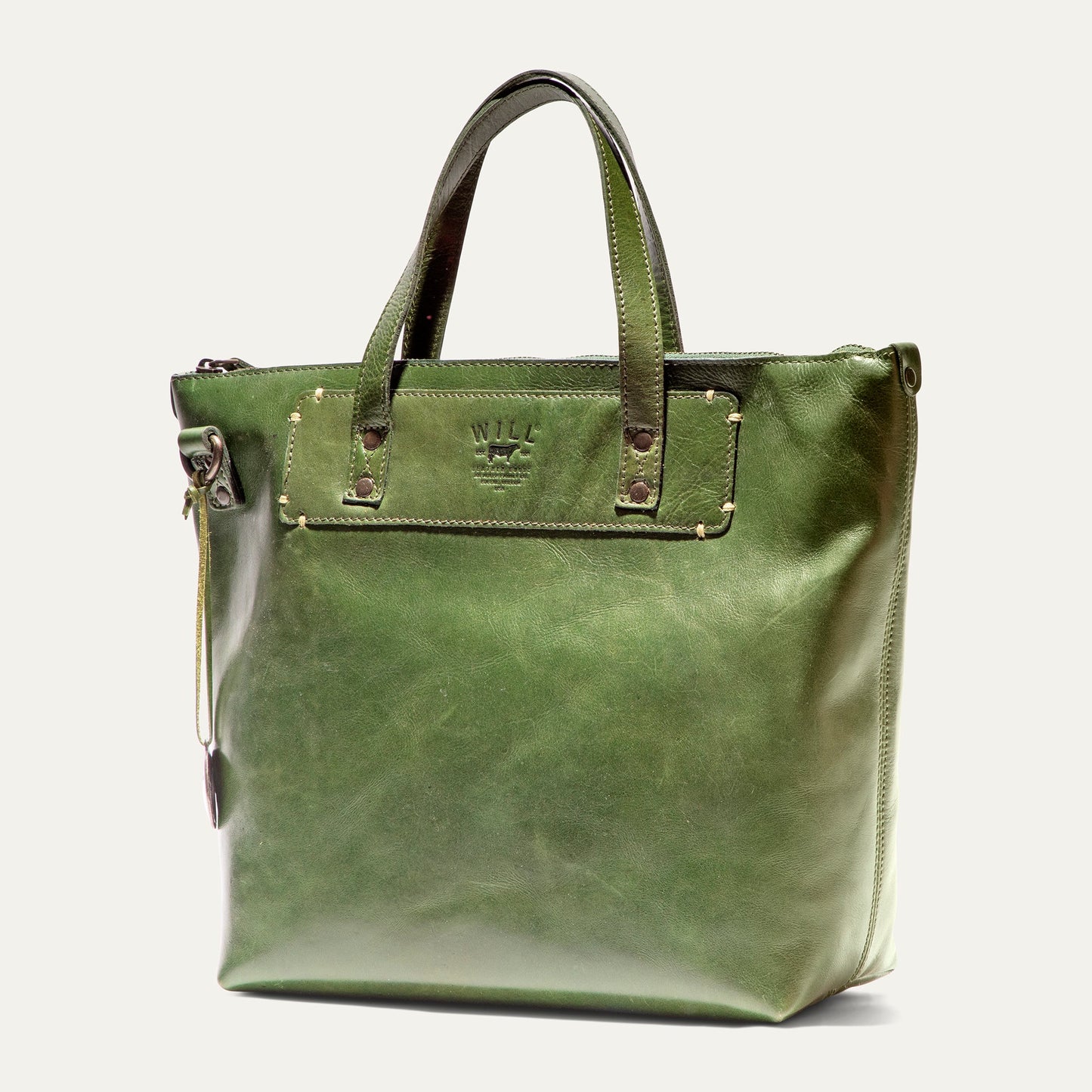 Simple Satchel Will Leather Goods green leather bag with double handles on Tampa Home & Garden Store