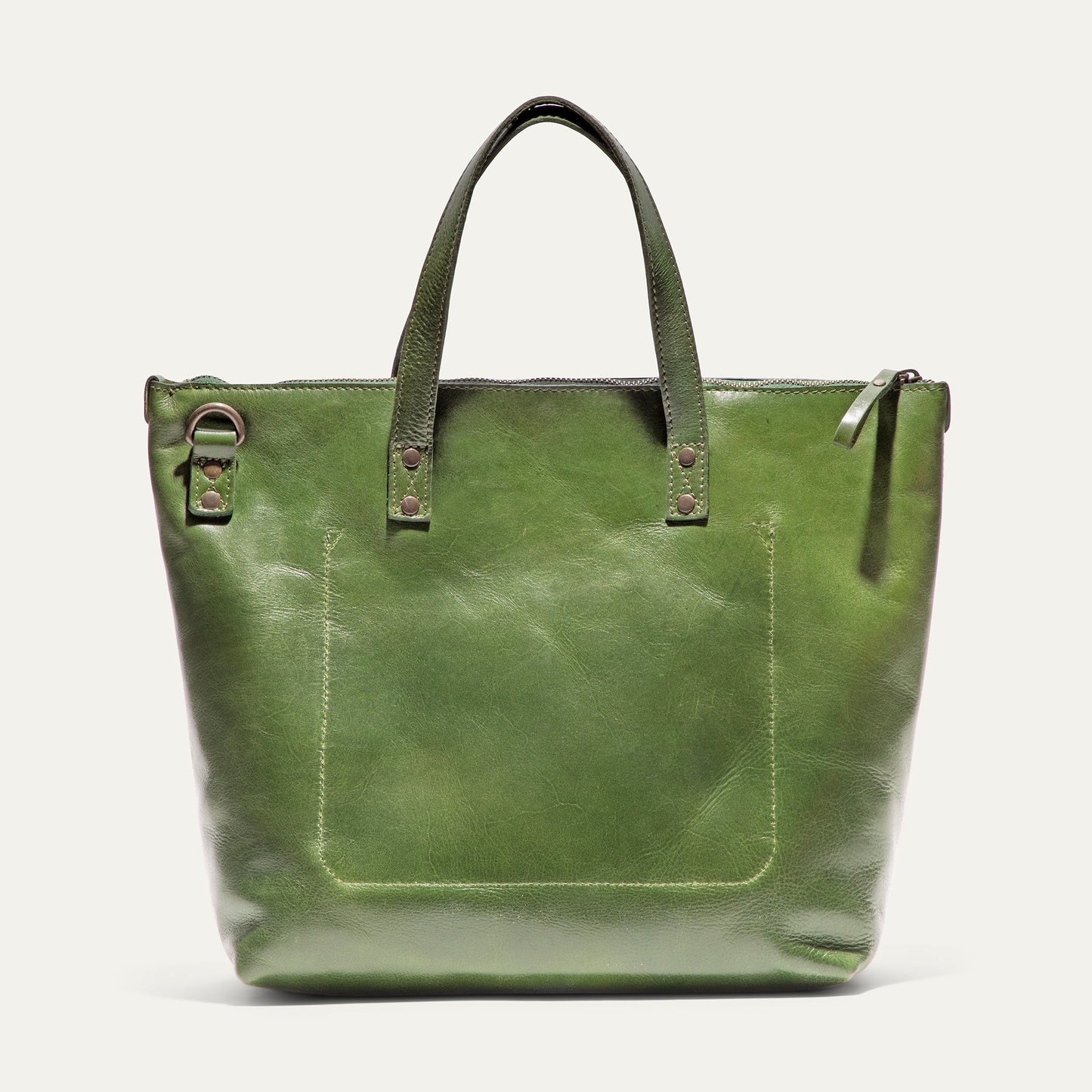 Simple Satchel by Will Leather Goods in green leather with dual top handles on Tampa Home & Garden Store