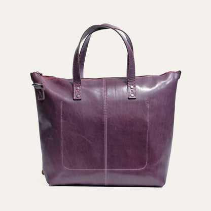 Simple Satchel bag by Will Leather Goods in purple leather with pink contrast stitching on Tampa Home & Garden Store