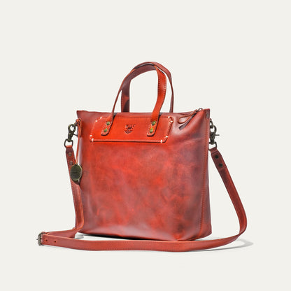 Simple Satchel by Will Leather Goods in red leather with top handles on Tampa Home & Garden Store