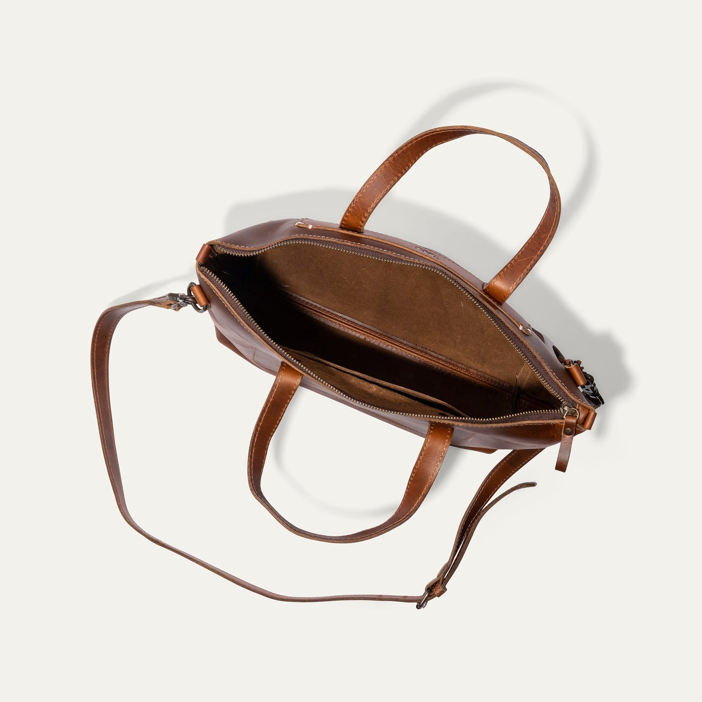 Will Leather Goods Simple Satchel bag in brown leather with zip top on Tampa Home & Garden Store