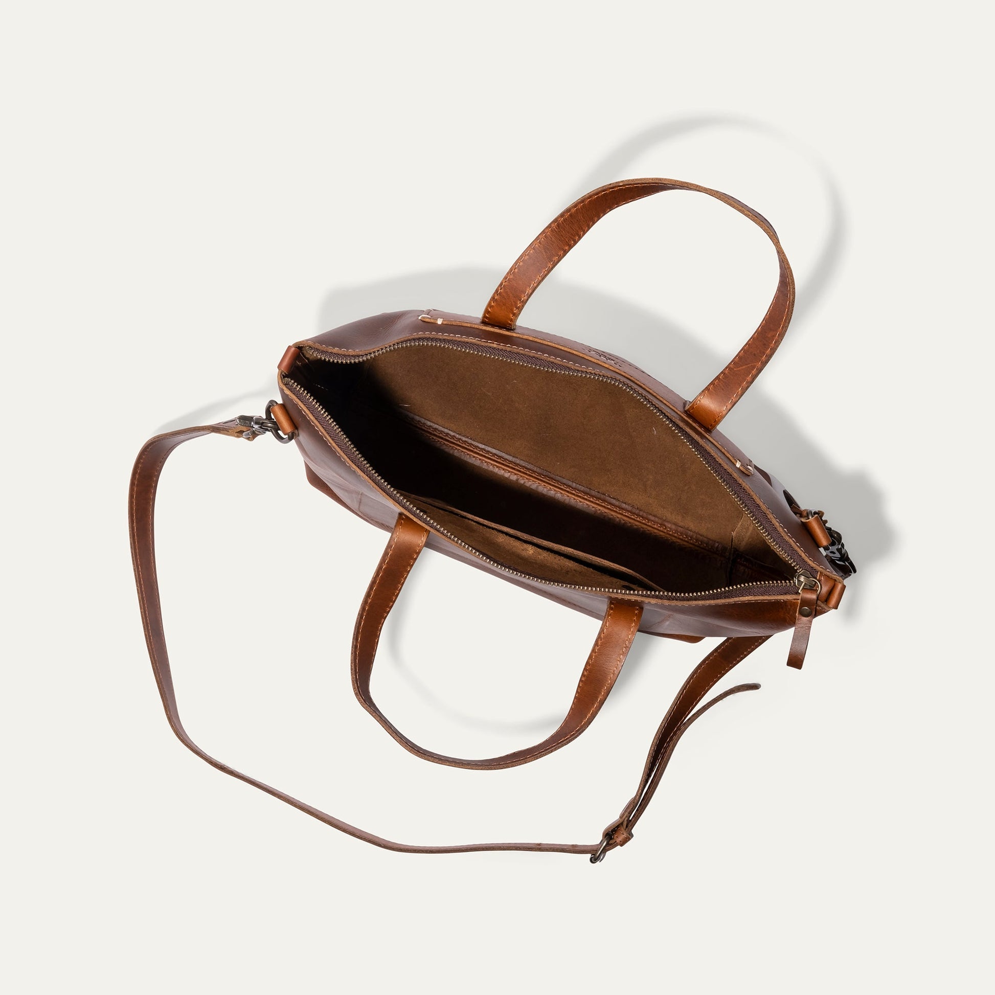 Will Leather Goods Simple Satchel bag in brown leather with zip top on Tampa Home & Garden Store
