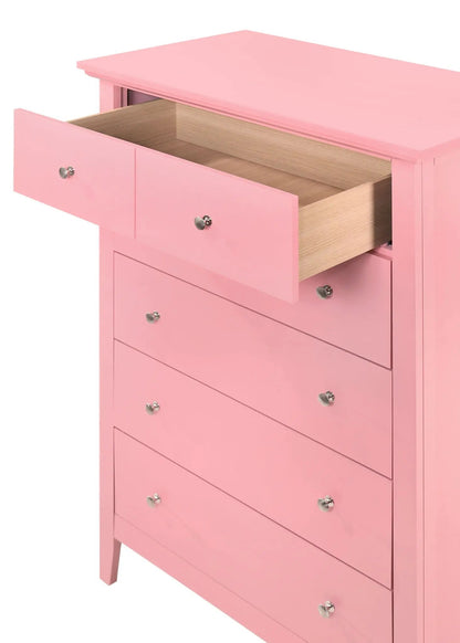 Hammond pink accent chest with chrome knobs and top drawer interior by Unique Piece Furniture on Tampa Home & Garden Store