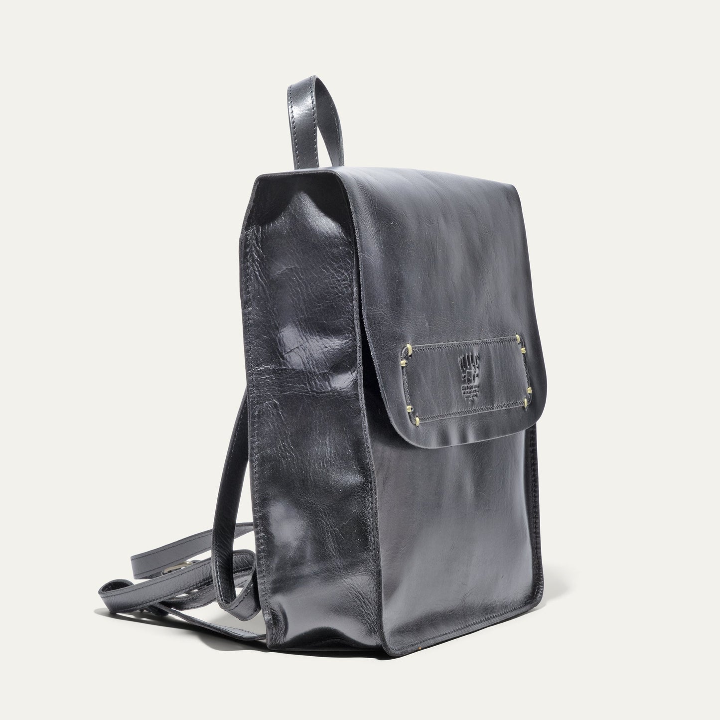 Simple backpack by Will Leather Goods, black leather with top handle on Tampa Home & Garden Store
