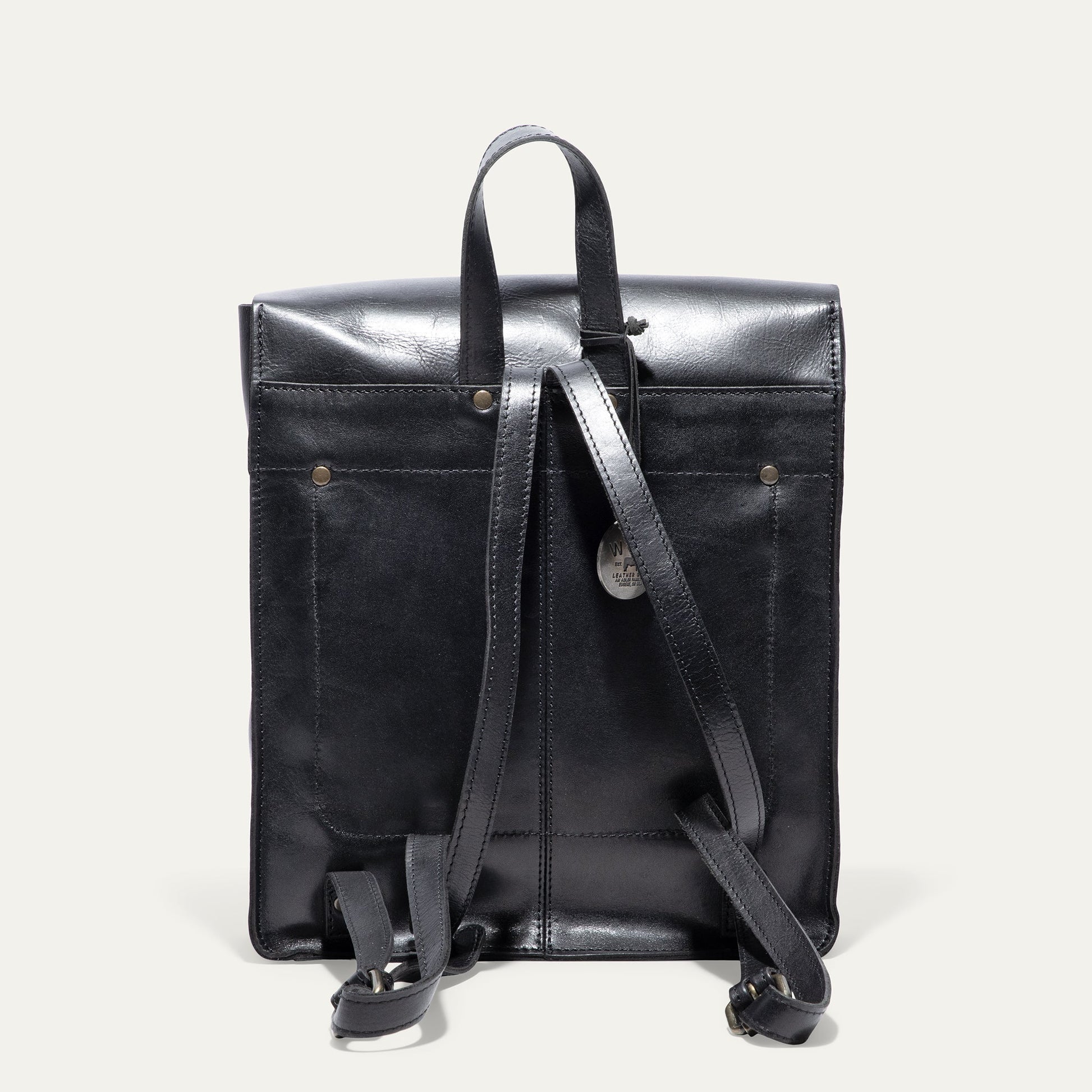 Simple Backpack by Will Leather Goods, black leather with adjustable straps on Tampa Home & Garden Store