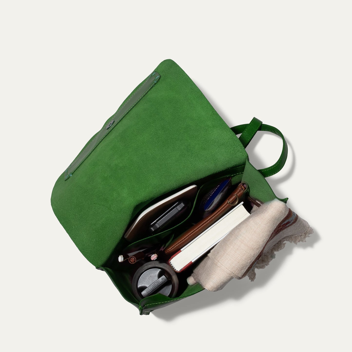 Simple Backpack green suede by Will Leather Goods with strap on Tampa Home & Garden Store