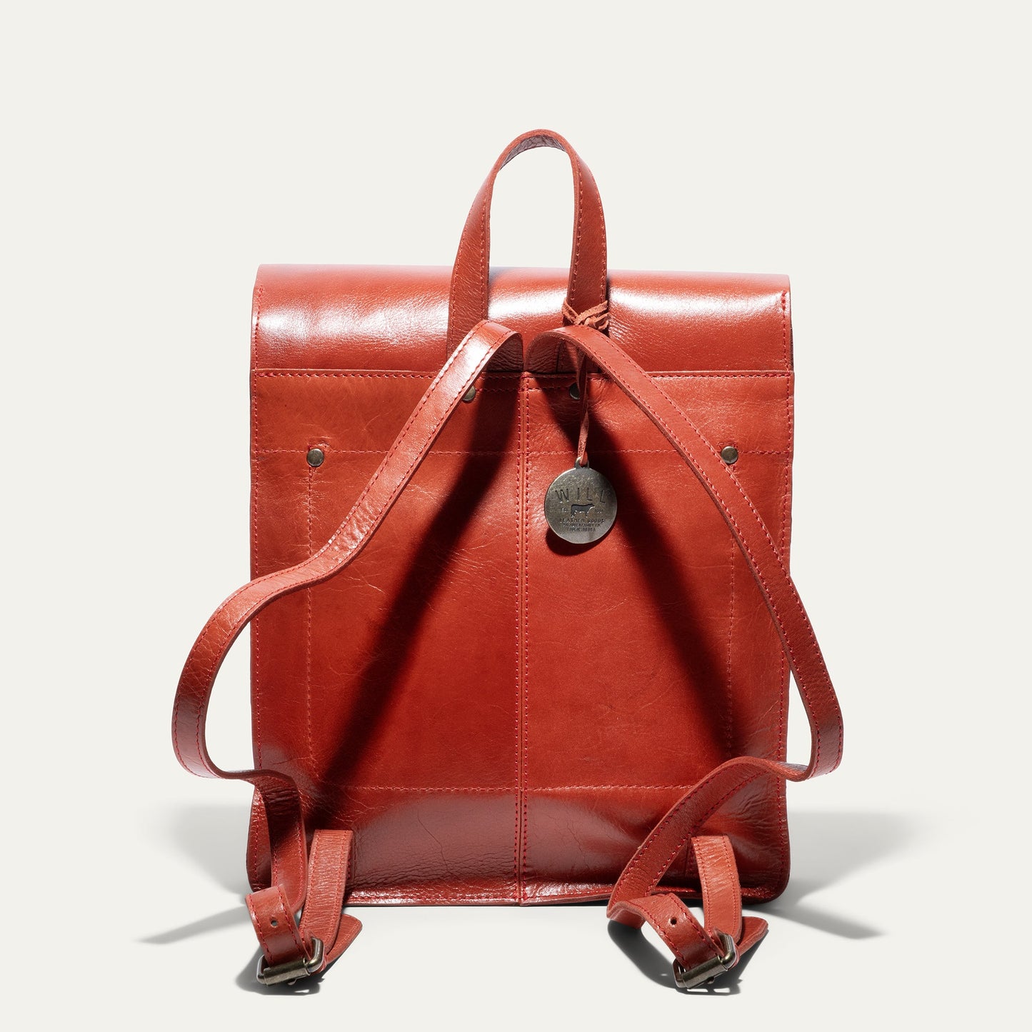 Simple Backpack by Will Leather Goods in red leather with top handle and adjustable straps on Tampa Home & Garden Store