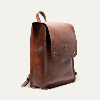 Simple Backpack by Will Leather Goods, brown leather with front pocket and top handle on Tampa Home & Garden Store