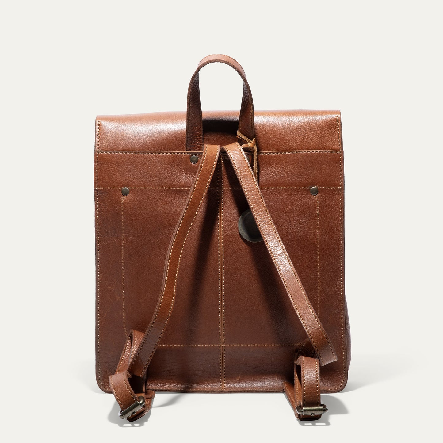 Simple Backpack brown leather by Will Leather Goods with top handle and adjustable straps on Tampa Home & Garden Store