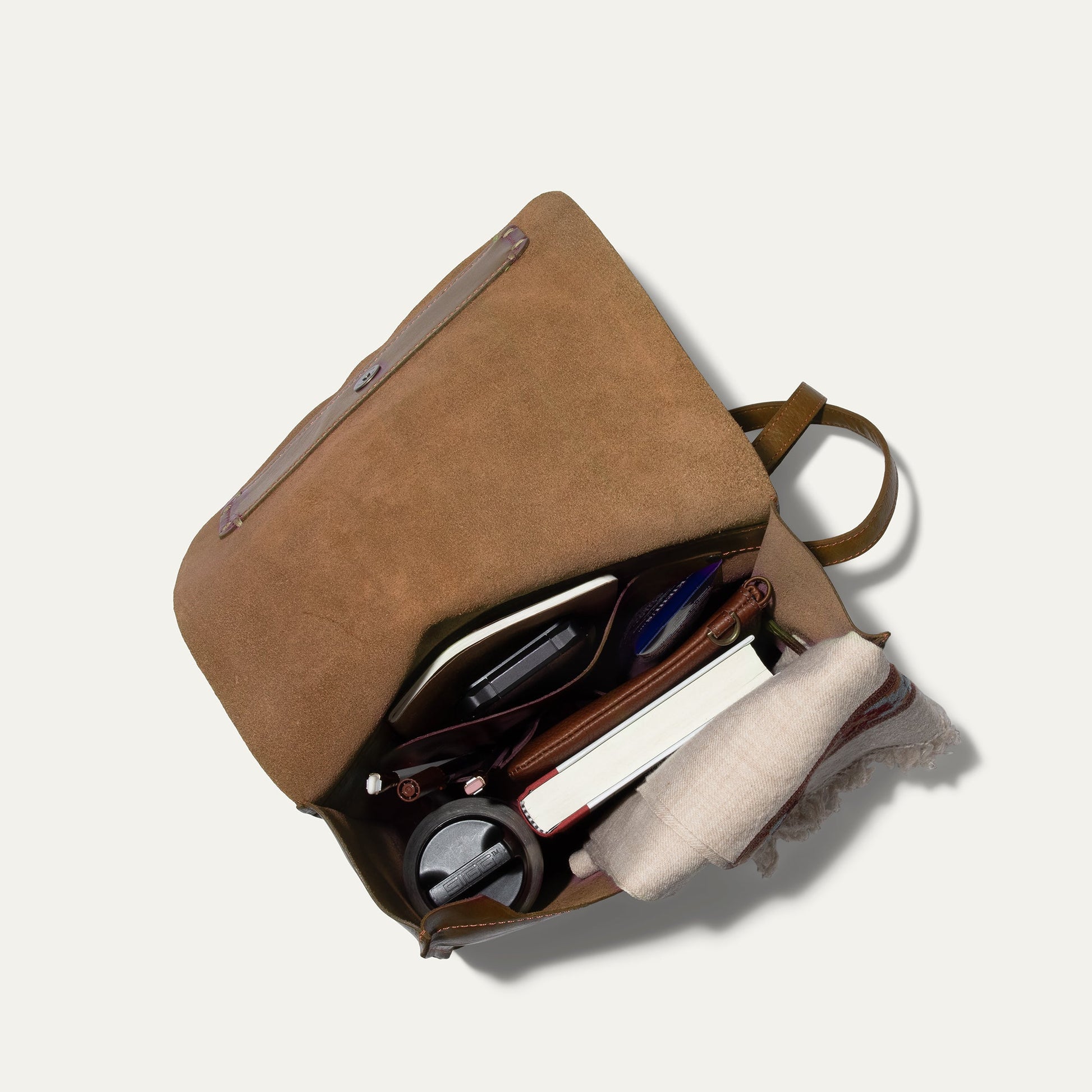 Simple Backpack by Will Leather Goods in tan suede with leather trim on Tampa Home & Garden Store