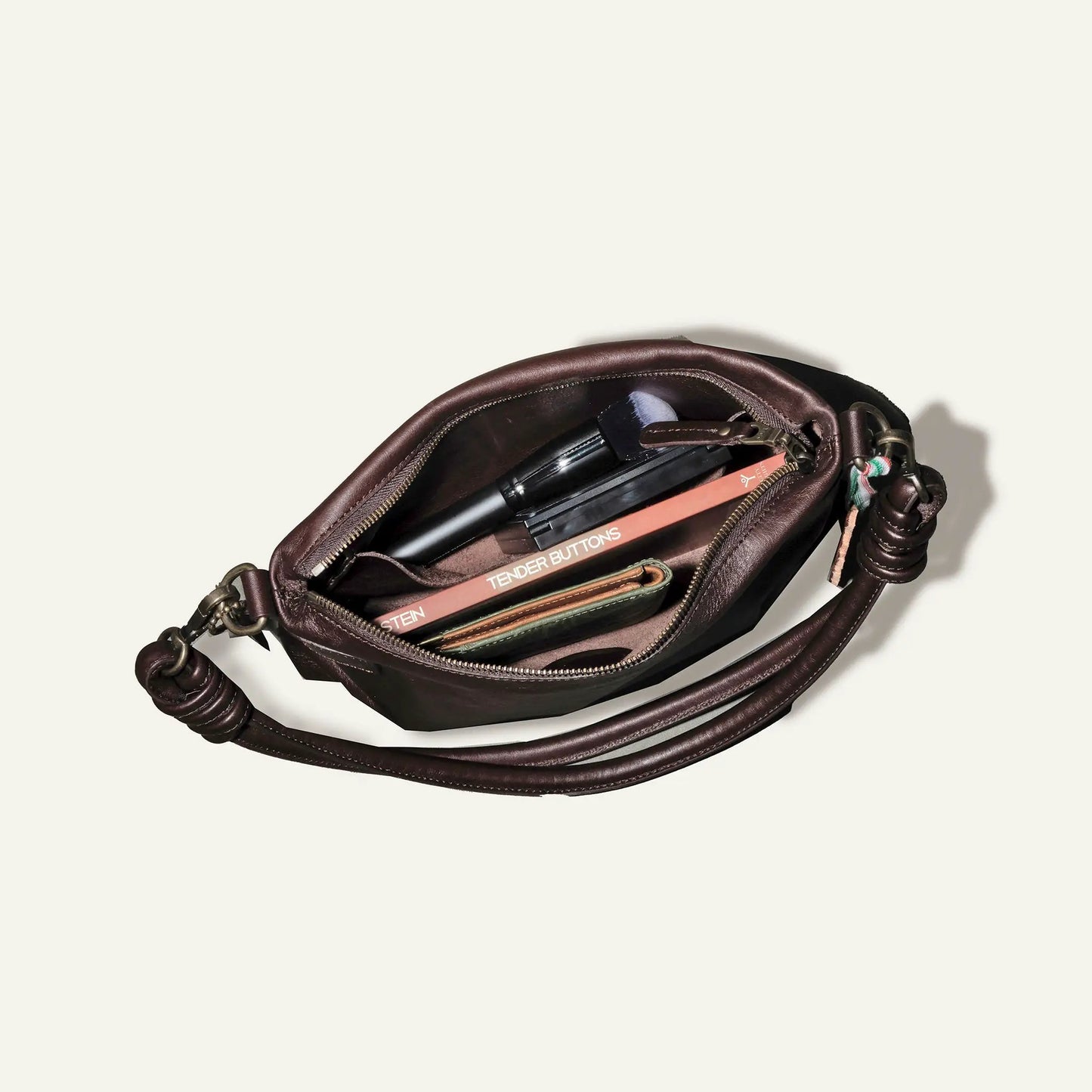 Milan Convertible Topzip Leather Bag brown leather shoulder bag with interior pockets on Tampa Home & Garden Store