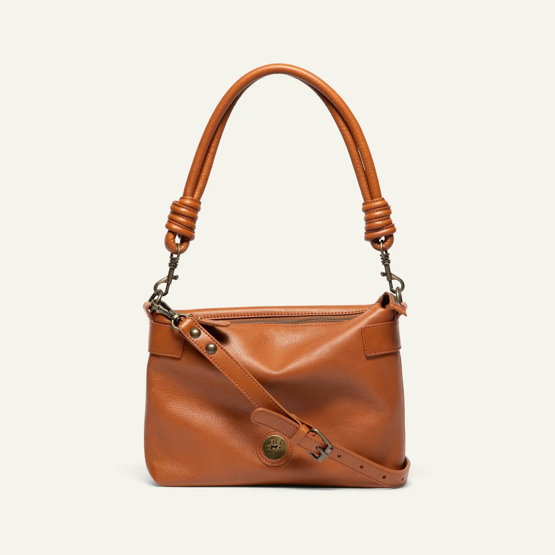 Milan Convertible Topzip Leather Bag by Will Leather Goods in tan leather with wrapped handles on Tampa Home & Garden Store