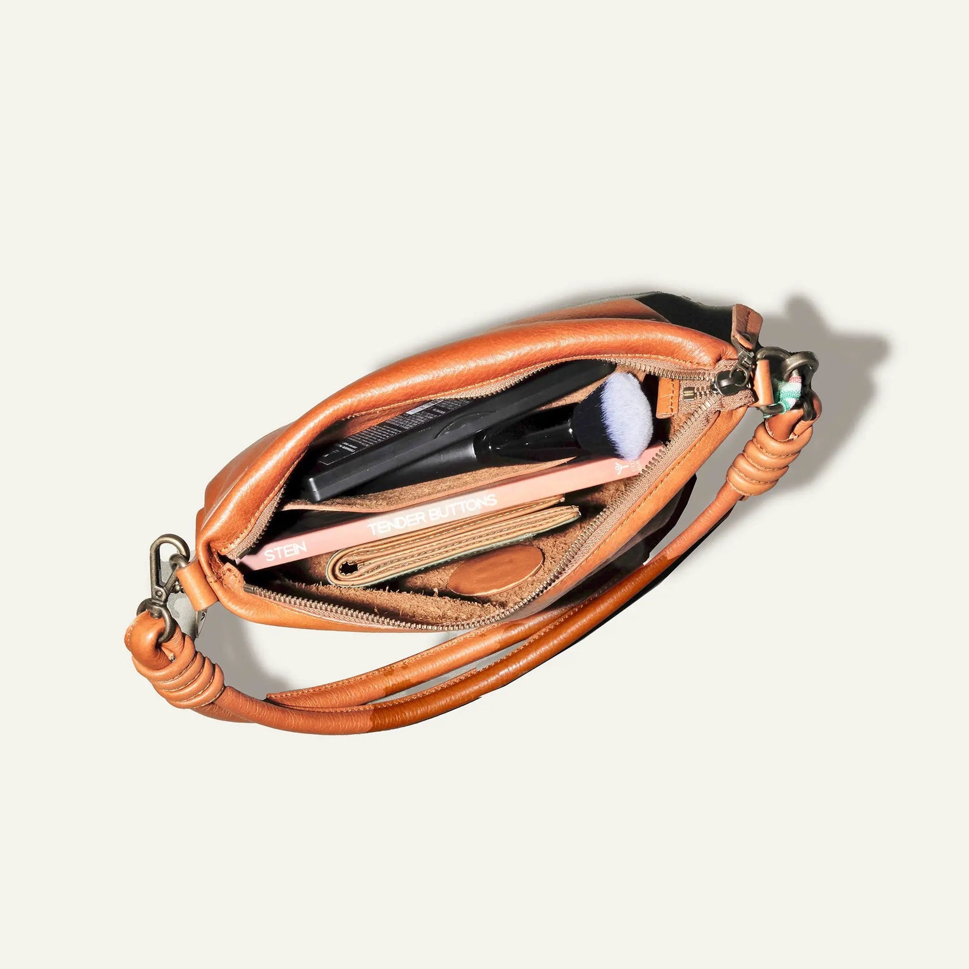 Milan Convertible Topzip Bag by Will Leather Goods; tan leather with zipper pockets on Tampa Home & Garden Store