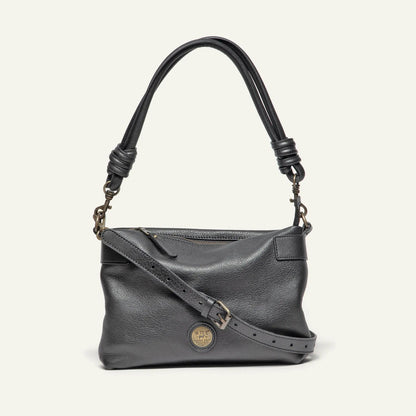 Milan Convertible Topzip Leather Bag black pebbled leather with rolled handles on Tampa Home & Garden Store