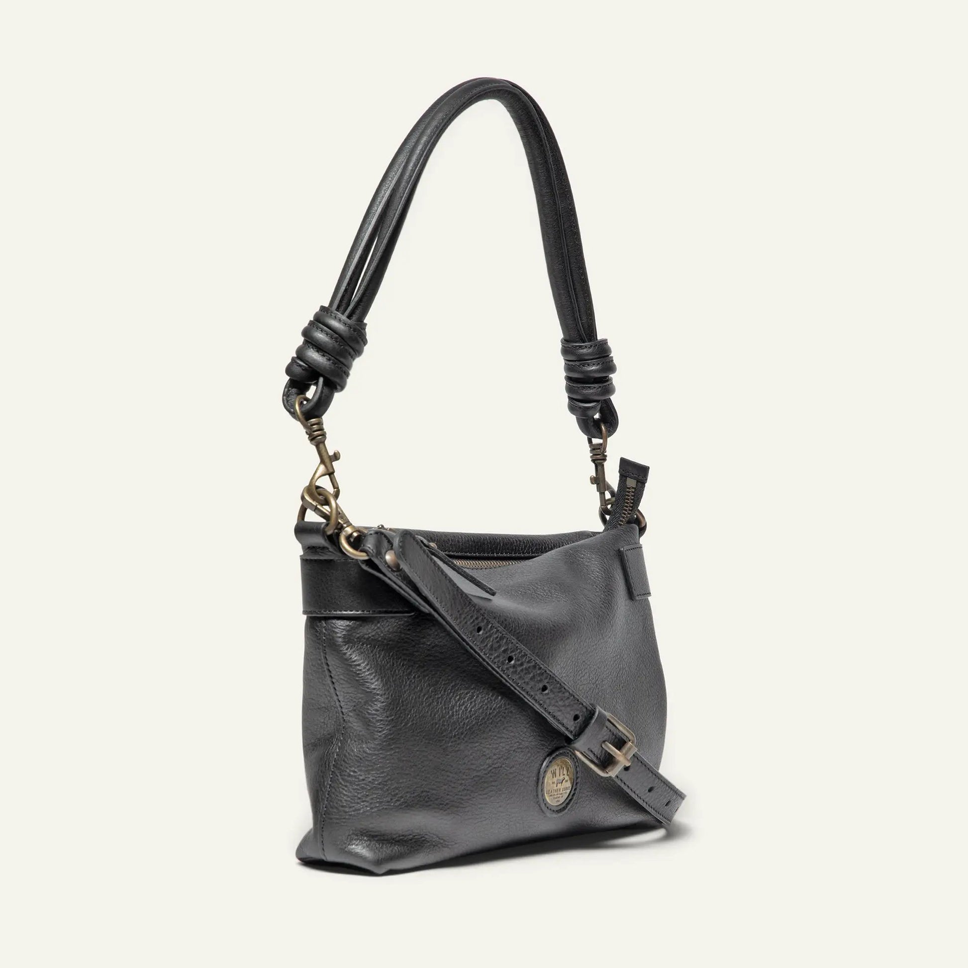 Milan Convertible Topzip Leather Bag by Will Leather Goods; black leather shoulder bag on Tampa Home & Garden Store