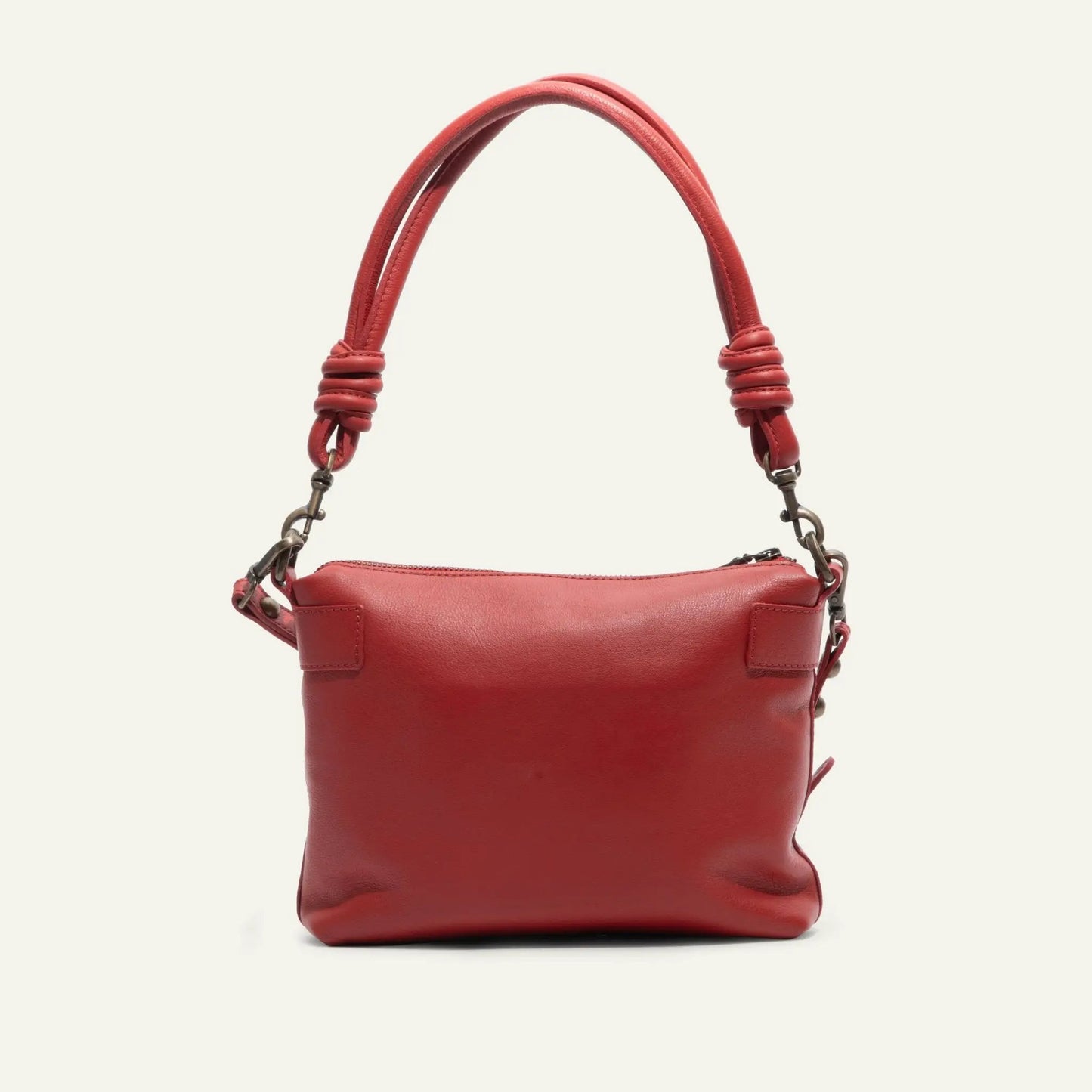 Milan Convertible Topzip Leather Bag red leather shoulder bag with knotted straps on Tampa Home & Garden Store
