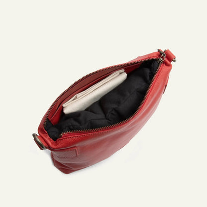 Milan Convertible Topzip Leather Bag red leather with topzip and black interior on Tampa Home & Garden Store
