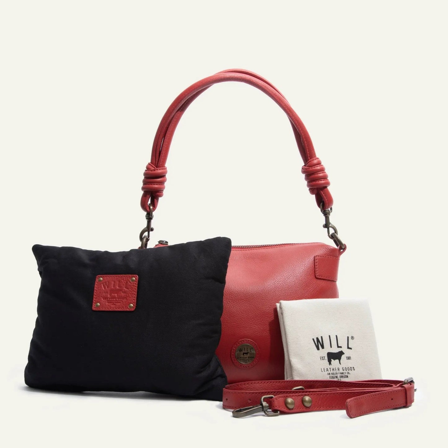 Milan Convertible Topzip Leather Shoulder Bag by Will Leather Goods in red on Tampa Home & Garden Store
