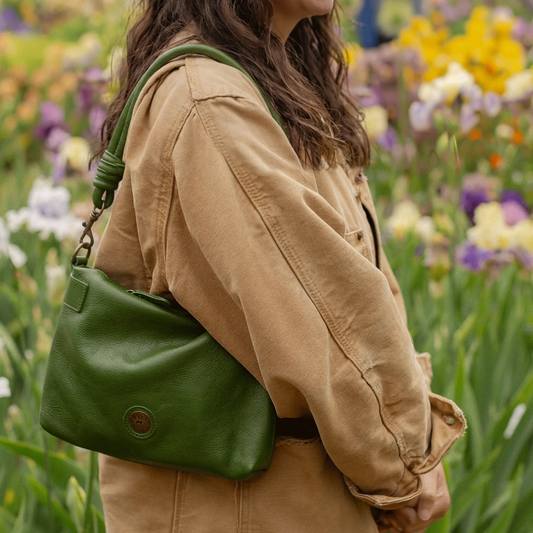 Milan Convertible Topzip Leather Bag by Will Leather Goods, green leather shoulder bag on Tampa Home & Garden Store