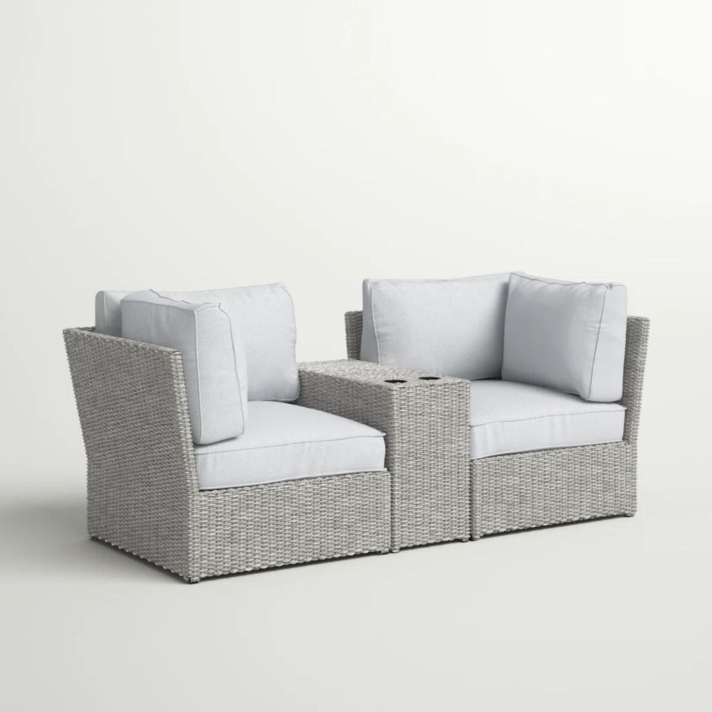Outdoor Wicker Loveseat Set and Side Table