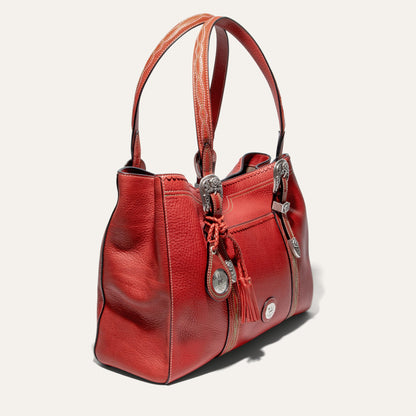 El Paso Work Tote red leather tote by Will Leather Goods with silver hardware on Tampa Home & Garden Store