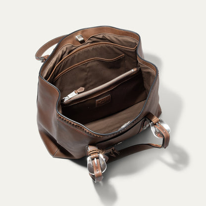 El Paso Work Tote by Will Leather Goods, brown leather tote with interior pockets on Tampa Home & Garden Store