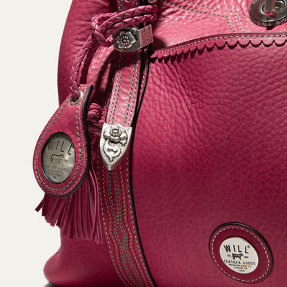 El Paso Work Tote by Will Leather Goods in pink leather with braided handles and silver conchos on Tampa Home & Garden Store