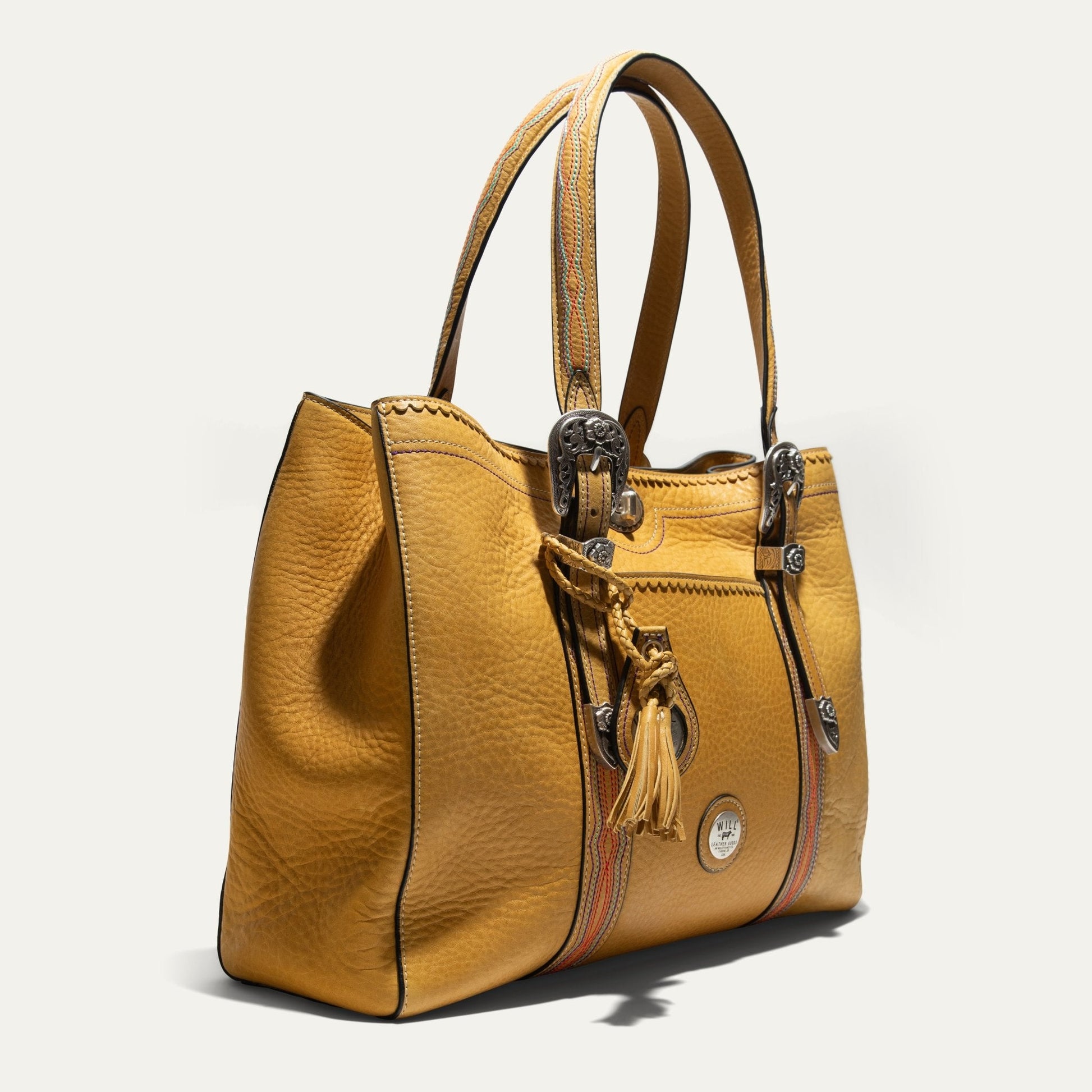 El Paso Work Tote tan leather bag with stitched straps and hardware by Will Leather Goods on Tampa Home & Garden Store