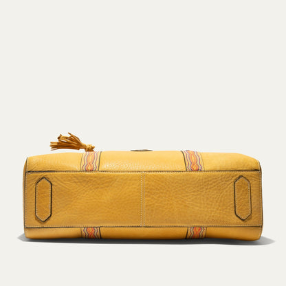 El Paso Work Tote by Will Leather Goods, tan leather tote with stitched panels on Tampa Home & Garden Store