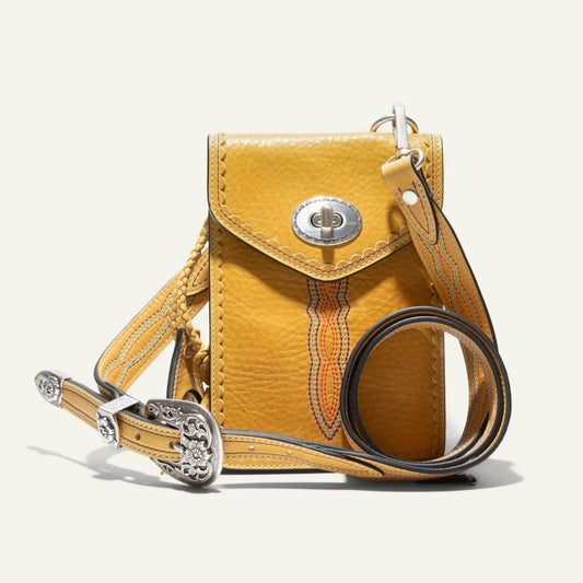 Lasso Phone Crossbody Leather Bag by Will Leather Goods in tan leather with silver buckle on Tampa Home & Garden Store