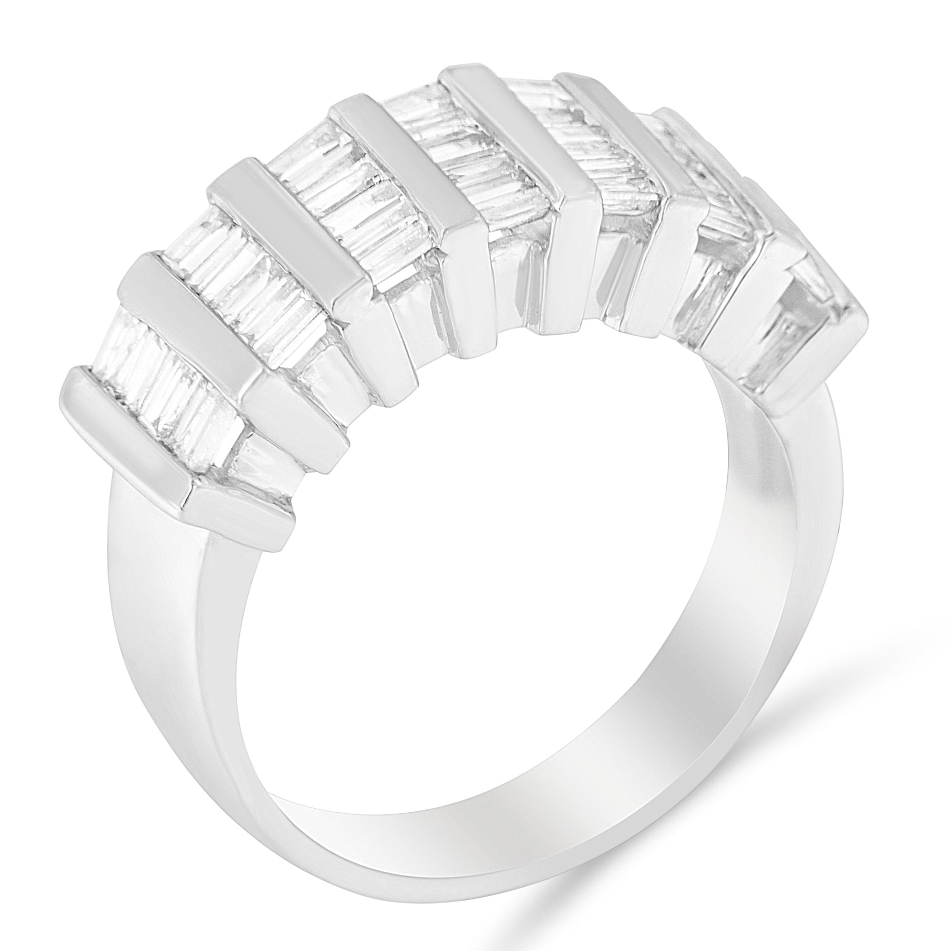Sterling silver unisex wedding ring with vertical channel baguette diamonds 1.0 cttw on Tampa Home & Garden Store