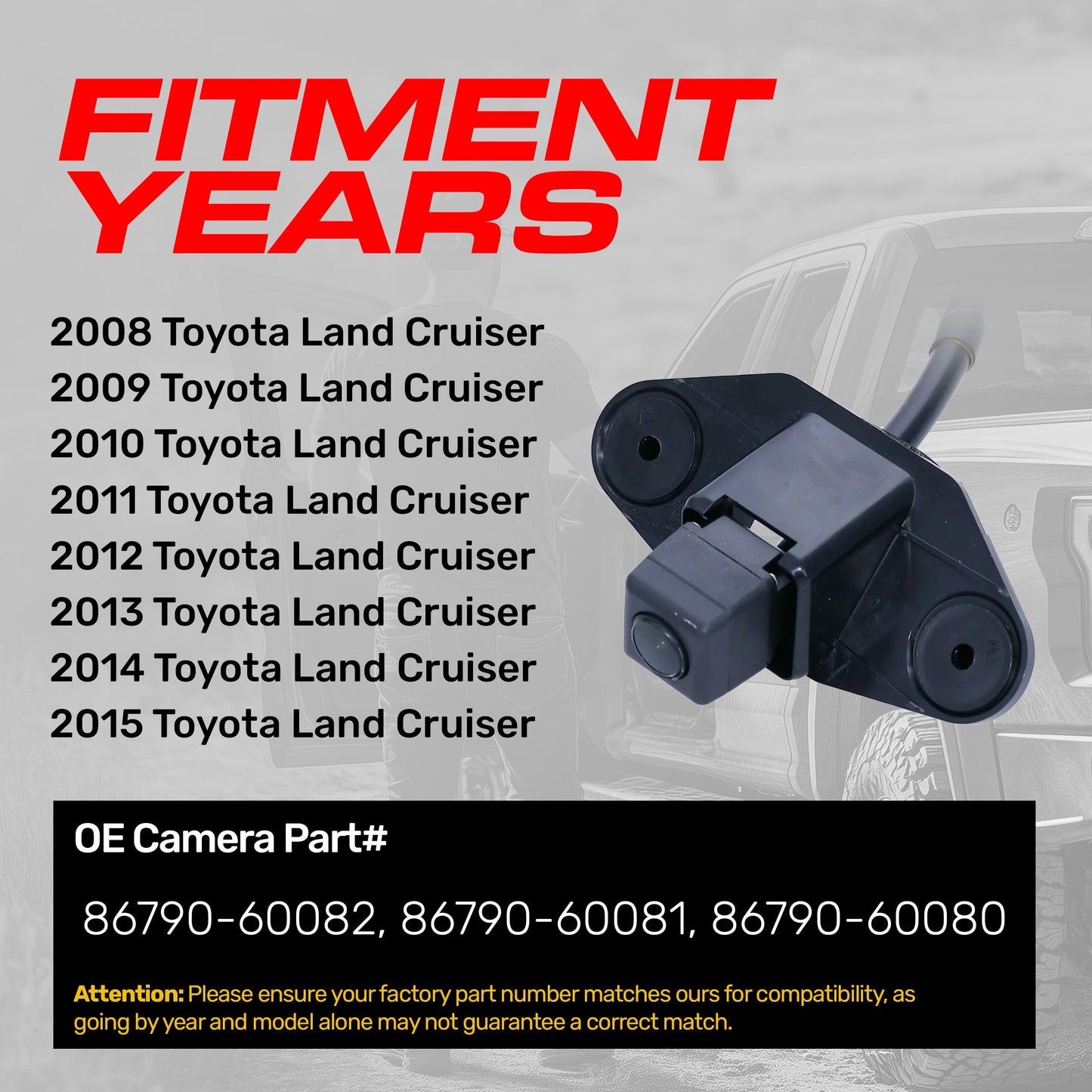 Master Tailgaters OE backup camera for Toyota Land Cruiser 2008-2015 with black housing on Tampa Home & Garden Store