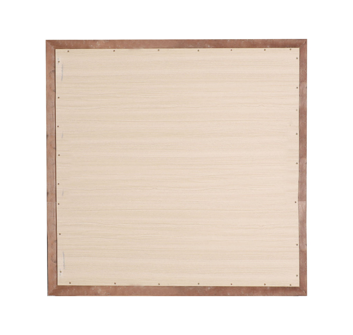 Traditional wall mirror back view with two-tone wood veneer frame and natural wood backing on Tampa Home & Garden Store