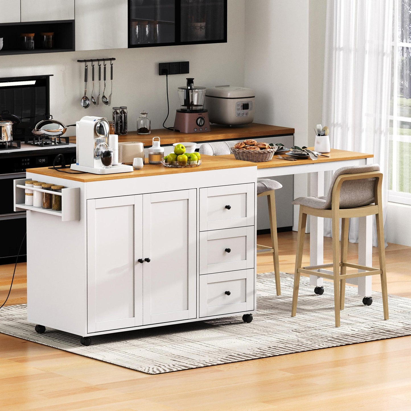 Compact Kitchen Island With Extendable Table