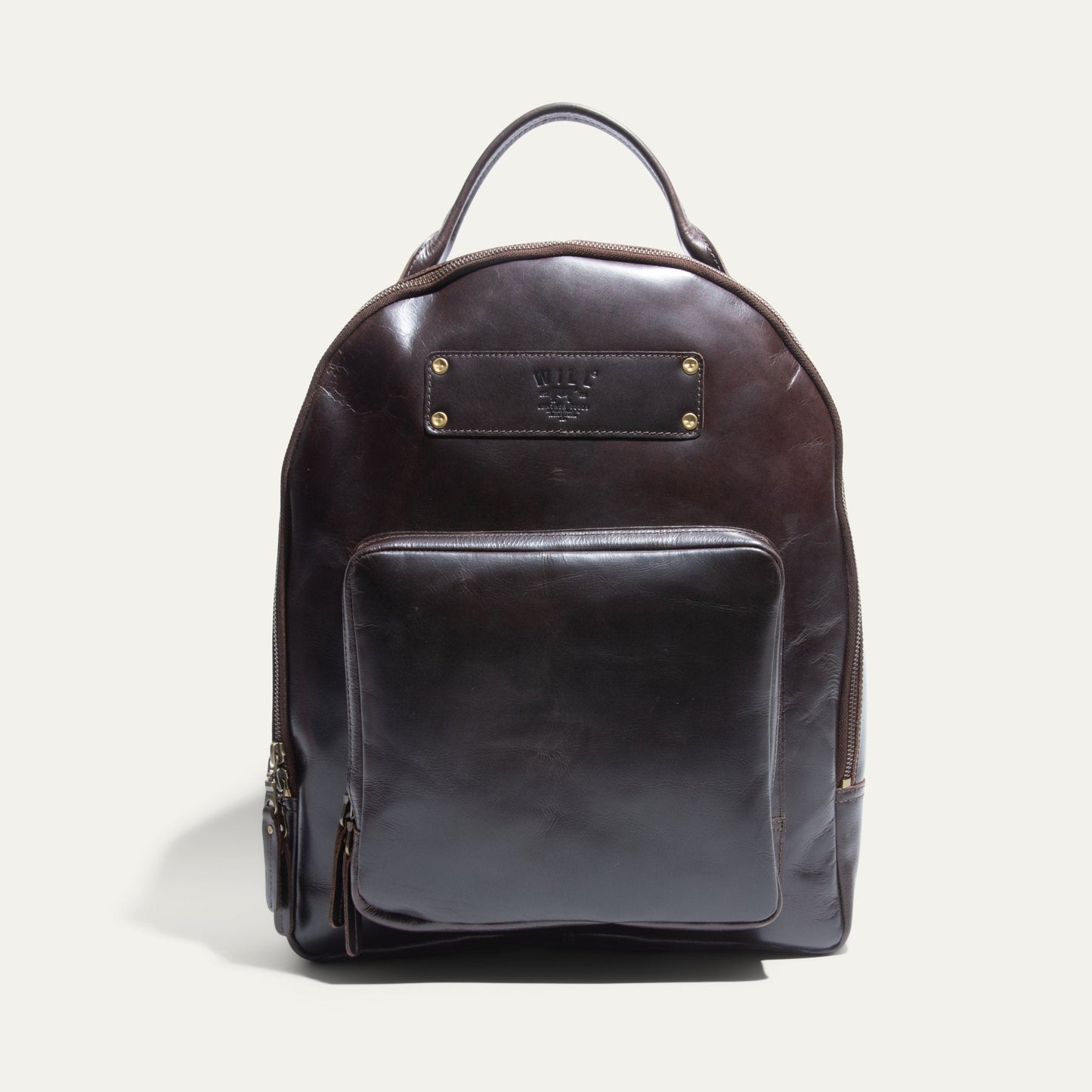The Field Backpack by Will Leather Goods, dark leather backpack with a sturdy top handle on Tampa Home & Garden Store