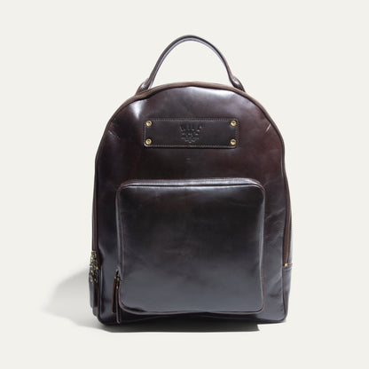 The Field Backpack by Will Leather Goods, dark leather backpack with a sturdy top handle on Tampa Home & Garden Store