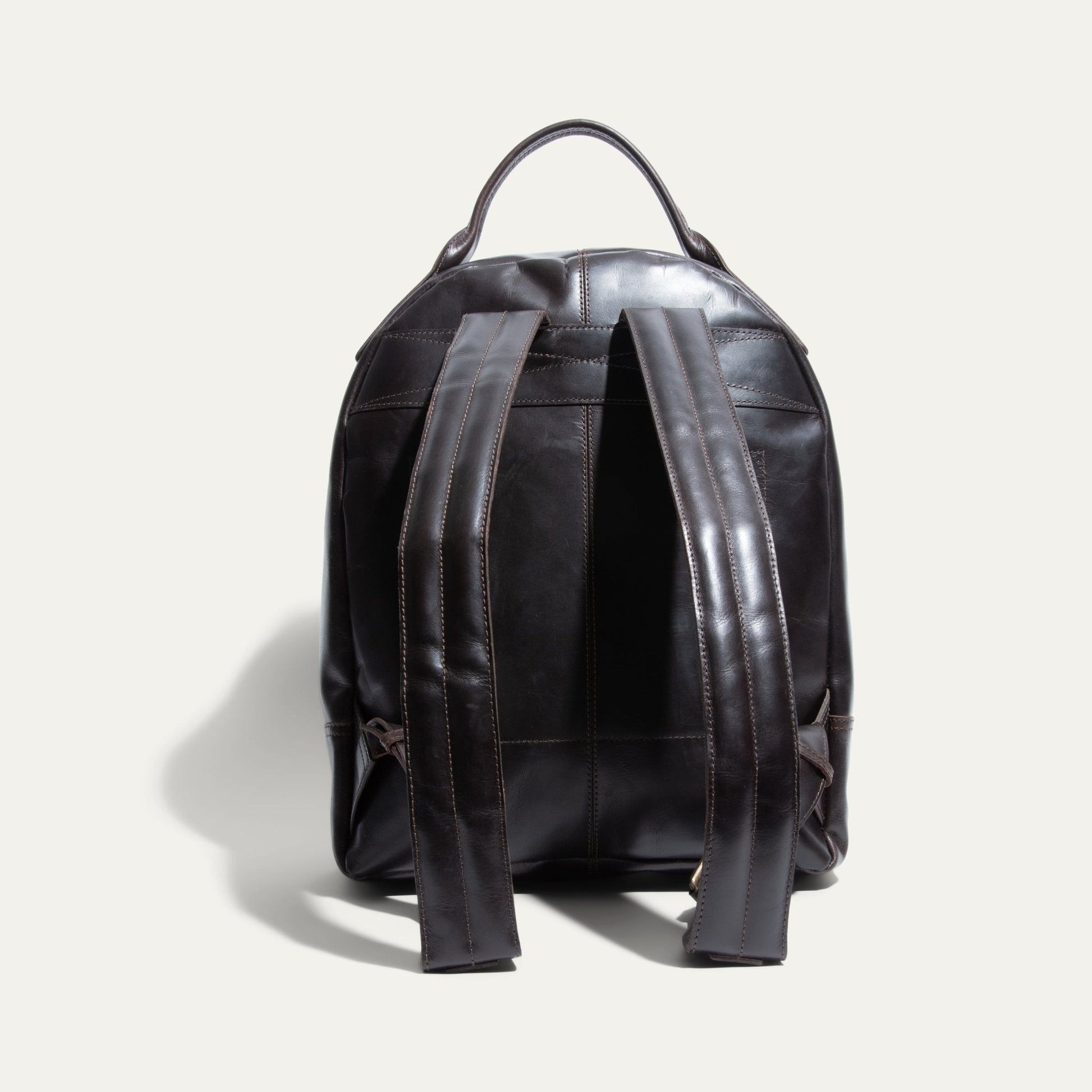 The Field Backpack by Will Leather Goods, dark brown leather backpack with top handle on Tampa Home & Garden Store