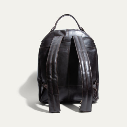 The Field Backpack by Will Leather Goods, dark brown leather backpack with top handle on Tampa Home & Garden Store