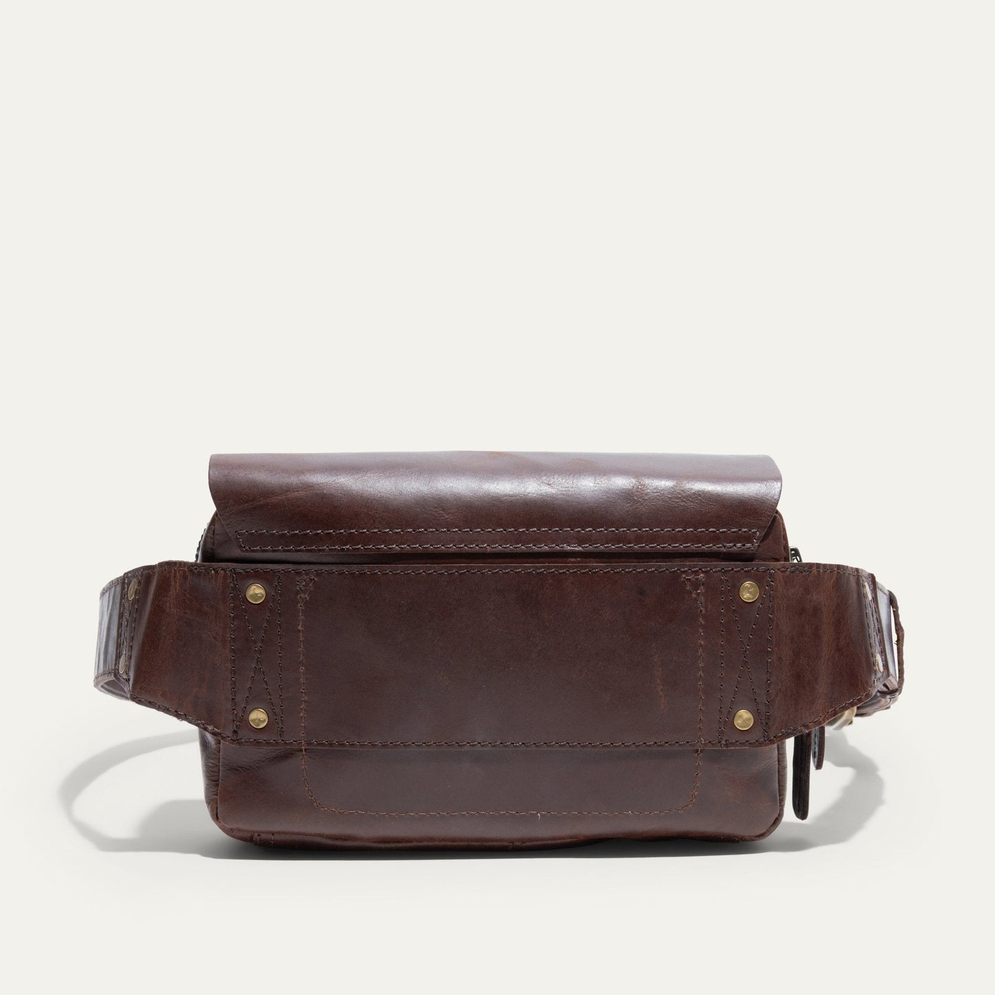 The Field Belt Bag brown leather fanny pack with reinforced stitching on Tampa Home & Garden Store